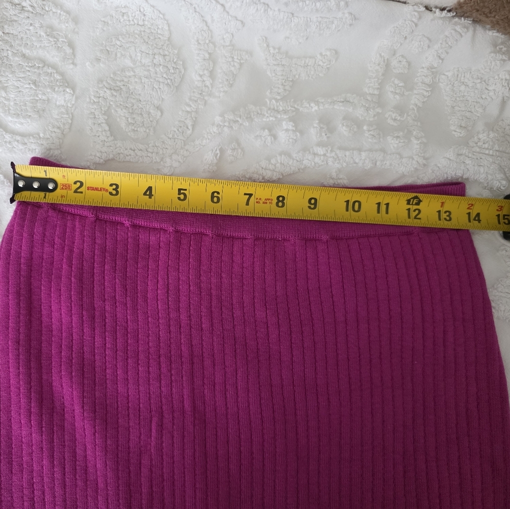 Free People Ribbed Sweater Midi Skirt Womens L Preppy Boho Pink Fuchsia - Picture 6 of 8